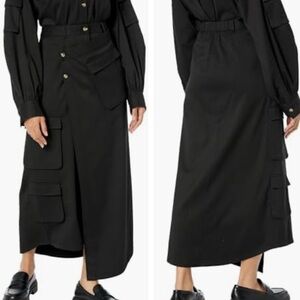 Black Cargo Asymmetric Women's Skirt